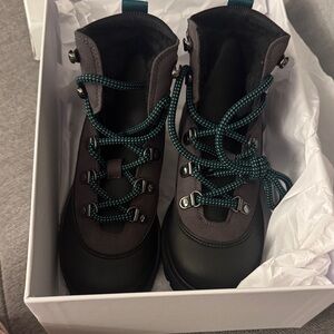 Hugo Boss Black and Gray Boots with Teal Accents